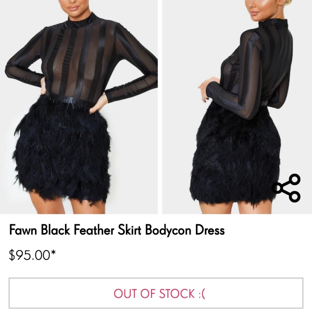 Pretty Little Thing black feather dress